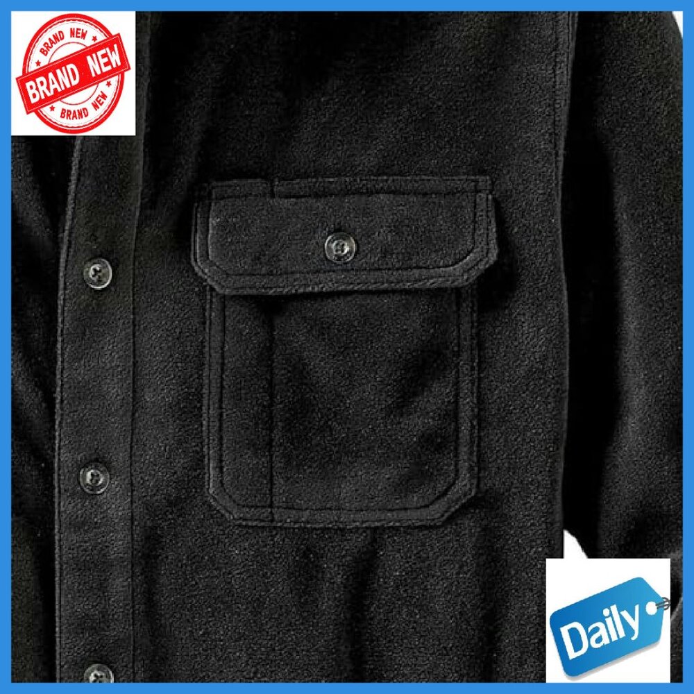 Men's Heavyweight Fleece Button-Down Shirt with Chest Pocket - Picture 5 of 6
